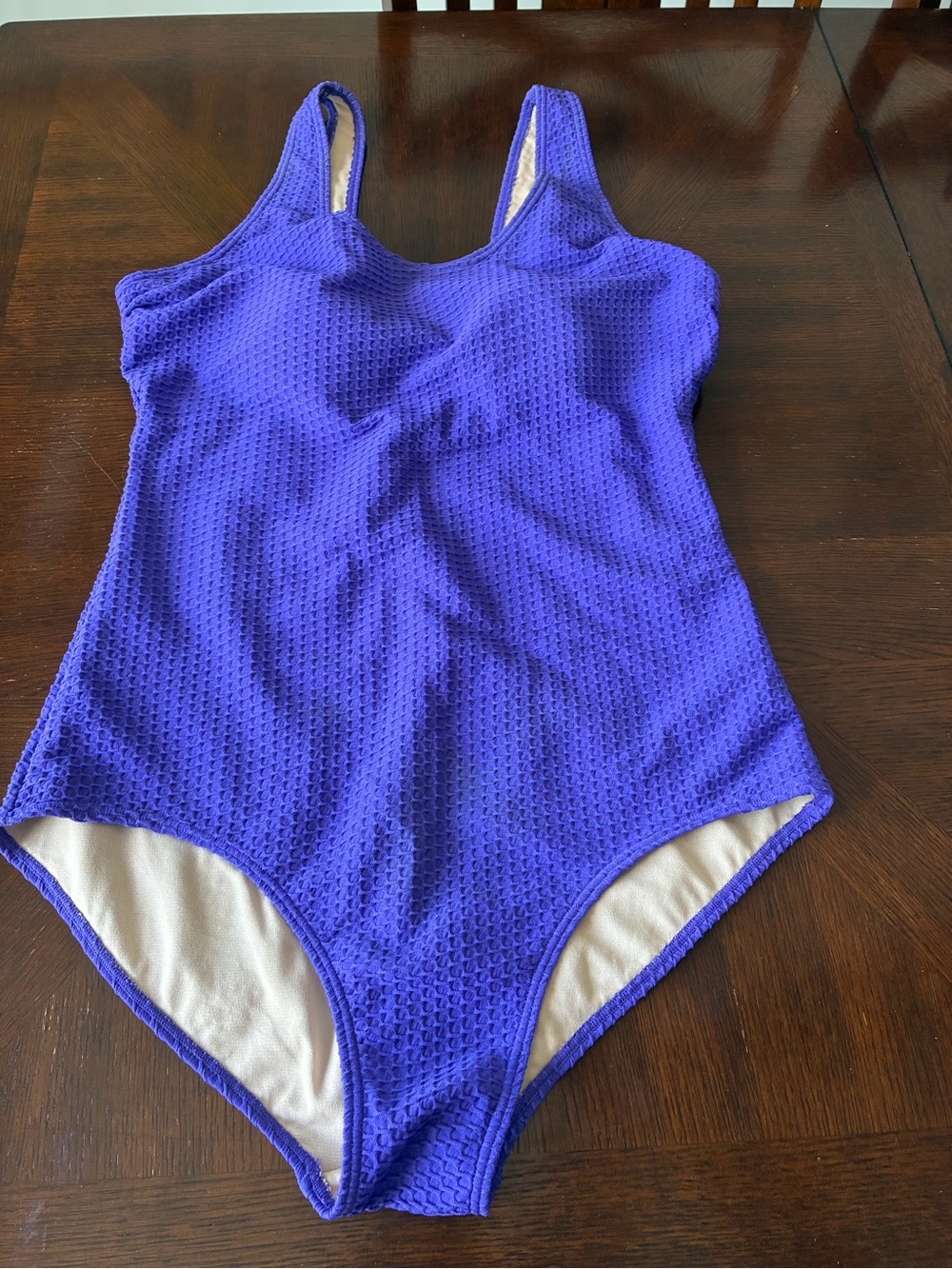 Aqua Textured One-Piece Swimsuit - Purple Size 14Long Torso
